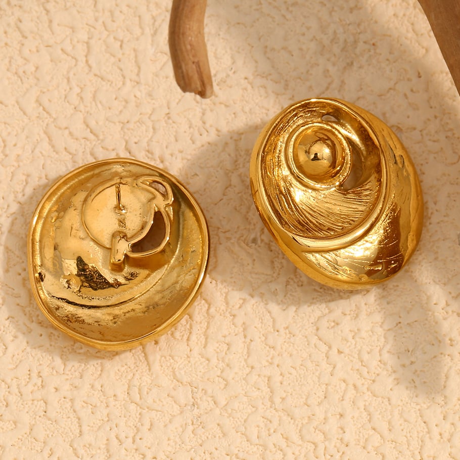 1 Pair Classic Series Retro Geometric Stainless Steel   Gold Color  Women's Stud Earrings Picture7