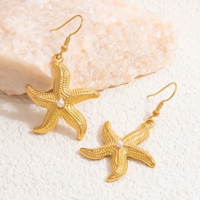 1 par de pendientes colgantes de acero inoxidable dorados con diseño de tortuga de vacaciones de la serie romántica para mujer h5 Imagen7