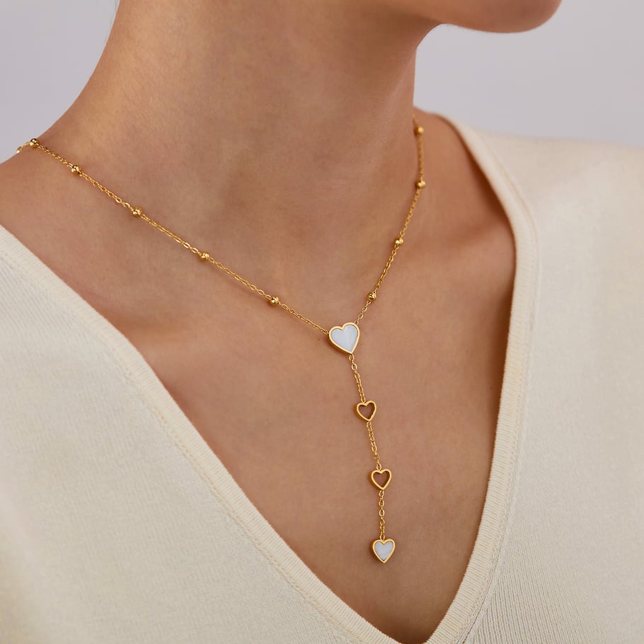 1 pezzo semplice serie elegante cuore in acciaio inossidabile collane a catena da donna Immagine12