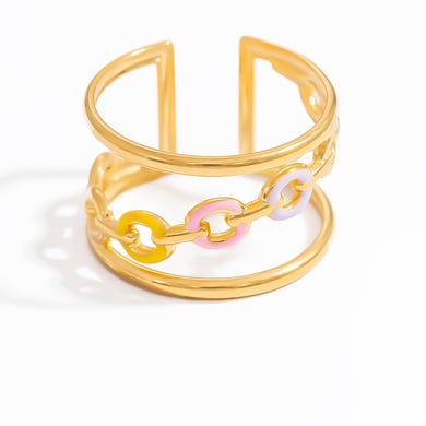 Anillos ajustables para mujer de acero inoxidable color dorado con diseño de corazón de vacaciones de la serie romántica de 1 pieza h5 Imagen9