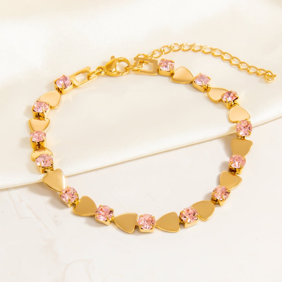 1 Stück Luxuriöse Serie Elegante Herz Titan Stahl Gold Farbe Damen Kettenarmbänder Bild9