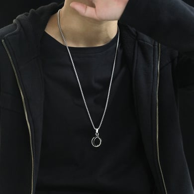 1 Piece Dazzling Double Rings Stainless Steel Men's Pendant Necklaces h5 Picture7