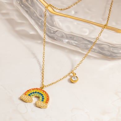 1 pieza de collar con colgante de acero inoxidable dorado con diseño de planta romántica para mujer h5 Imagen7