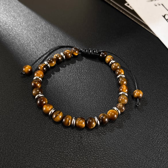 1 Piece Subtle Natural Tiger-eye Stones Men's Beaded Bracelets