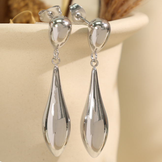 1 Pair Minimalist Series Chic Irregular Droplet Shape Stainless Steel Gold Color Women's Drop Earrings Picture5