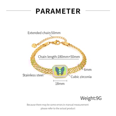 pulsera de cadena de acero inoxidable para mujer, de 1 pieza, con diseño geométrico diario,  h5 Imagen6