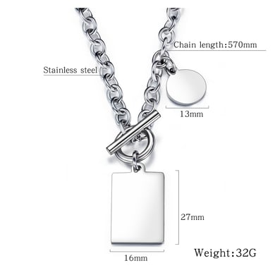 1 Piece Minimalist Rectangular Stainless Steel Men's Pendant Necklaces h5 Picture7