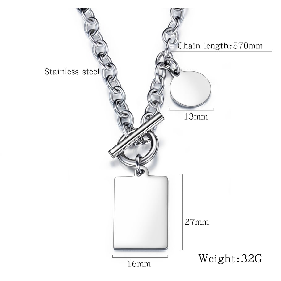 1 Piece Minimalist Rectangular Stainless Steel Men's Pendant Necklaces Picture7