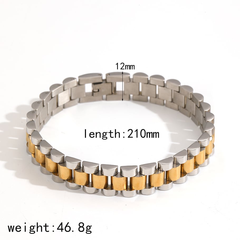 1 Piece Minimalist Series Chain Watchband Stainless Steel Gold Color Unisex Chain Bracelets Picture11