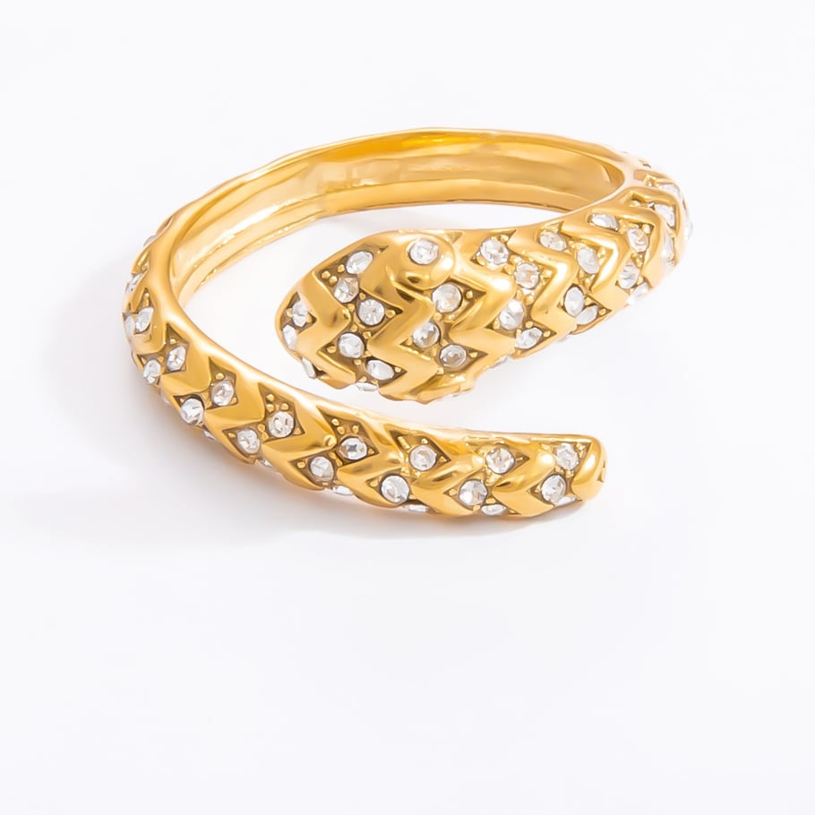 1 Piece Luxurious Series Retro Snake Shape Designable Stainless Steel Gold Color Women's Single Rings Picture10