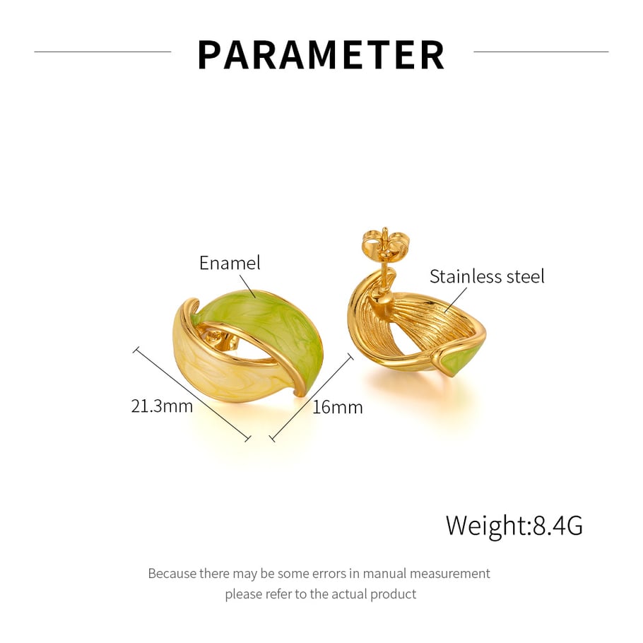 1 par de pendientes de botón geométricos diarios de acero inoxidable color dorado para mujer Imagen8