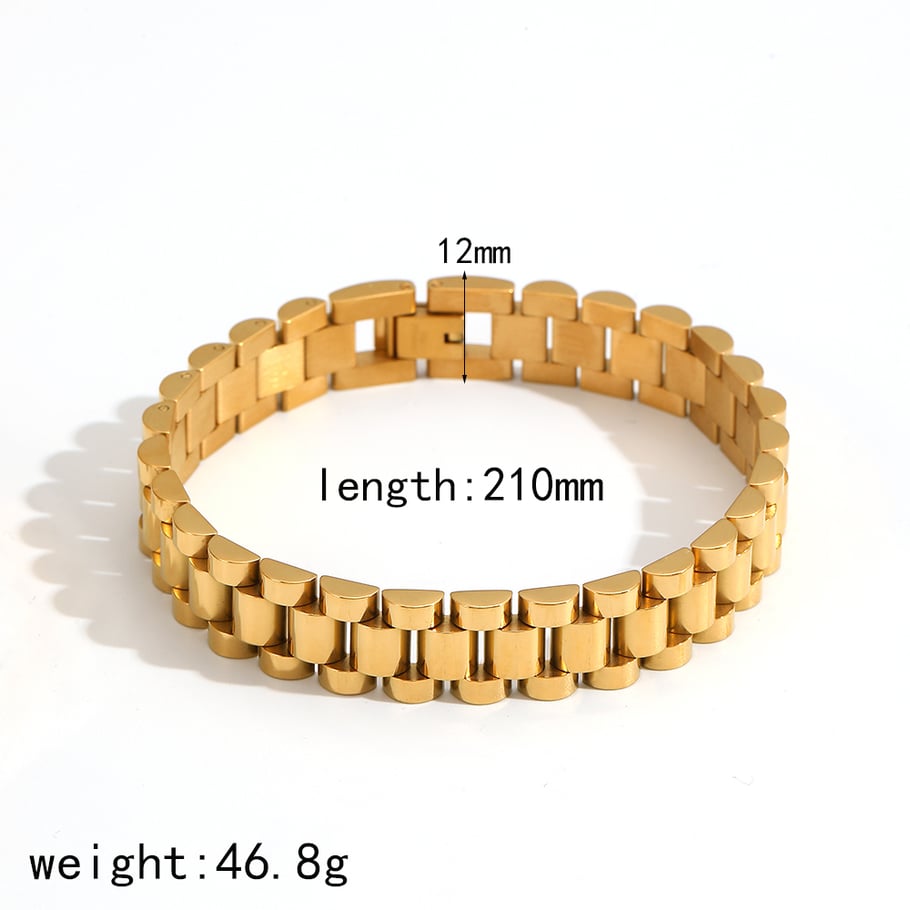 1 Piece Minimalist Series Chain Watchband Stainless Steel Gold Color Unisex Chain Bracelets Picture10