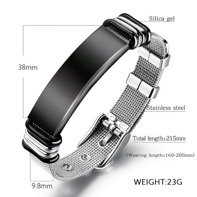 1 Piece Designable Series Rectangular Stainless Steel Men's Chain Bracelets h5 Picture7