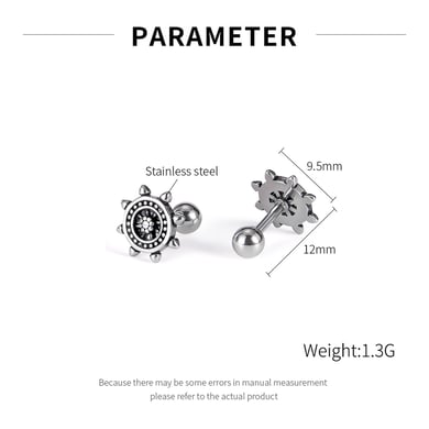 Radiant Series Simple Rudder Stainless Steel Men's Stud Earrings h5 Picture8