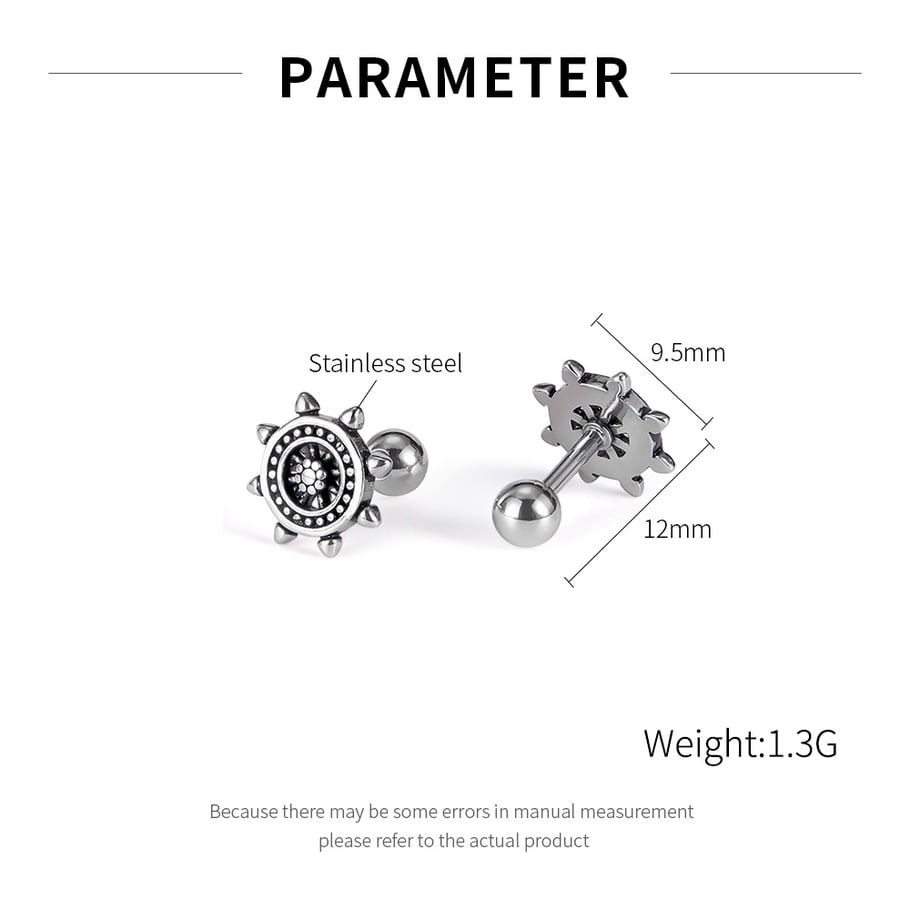 Radiant Series Simple Rudder Stainless Steel Men's Stud Earrings Picture8