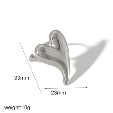 1 Piece Gorgeous Series Delicate Heart Shape Stainless Steel Gold Color Women's Adjustable Rings h5 Picture6