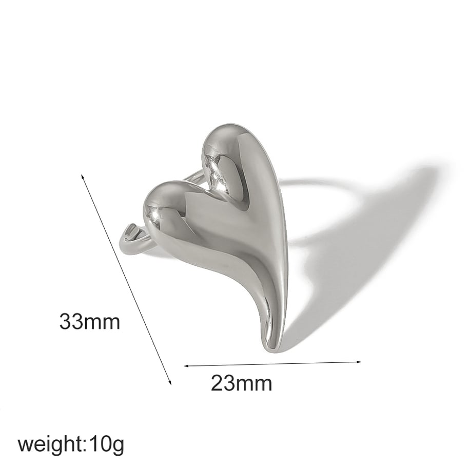 1 Piece Gorgeous Series Delicate Heart Shape Stainless Steel Gold Color Women's Adjustable Rings h5Picture6