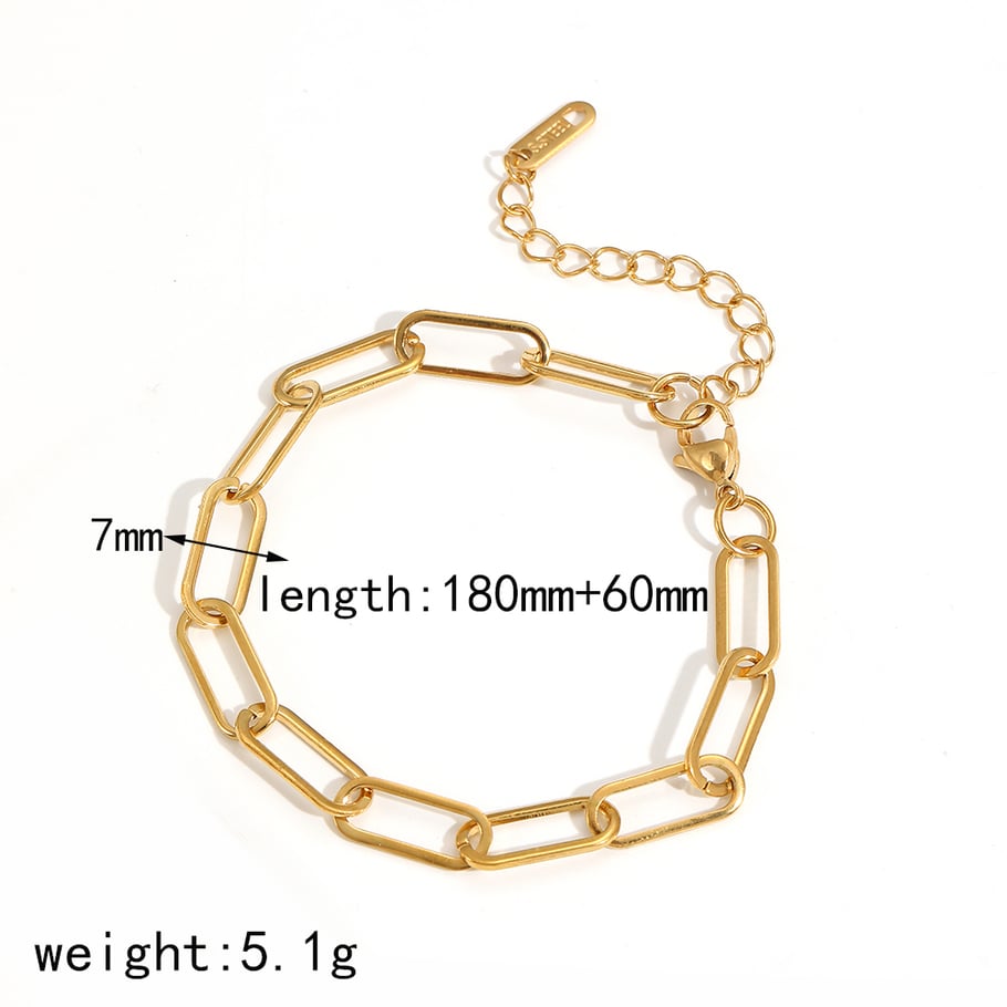 1 Piece Shining Series Exquisite Circle Stainless Steel Gold Color Zircon Women's Chain Bracelets Picture5