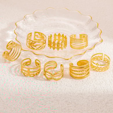 Anillos ajustables para mujer de acero inoxidable color dorado con tira elegante de serie clásica de 1 pieza h5 Imagen4