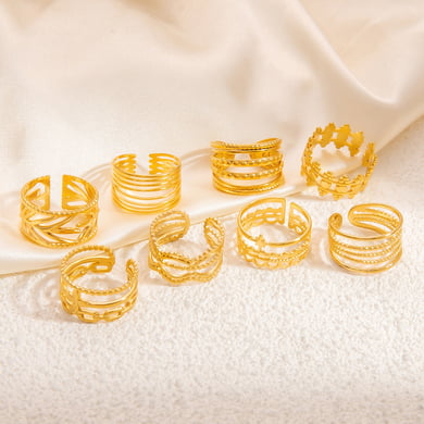Anillos ajustables para mujer de acero inoxidable color dorado con tira elegante de serie clásica de 1 pieza h5 Imagen3
