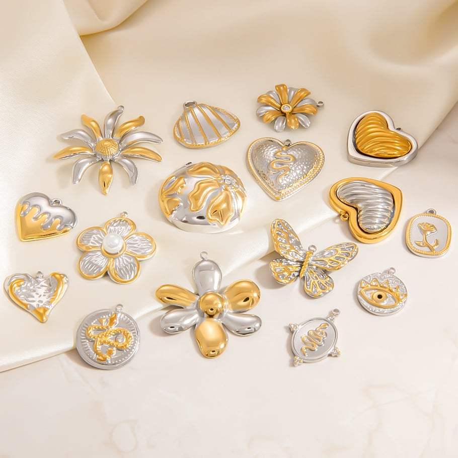 1 Piece Luxurious Series Classic Flower Stainless Steel   Gold Color  Women's Pendants Picture5