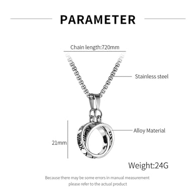 1 Piece Dazzling Double Rings Stainless Steel Men's Pendant Necklaces h5 Picture9