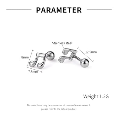 Classic All-match Note Stainless Steel Men's Stud Earrings h5 Picture8