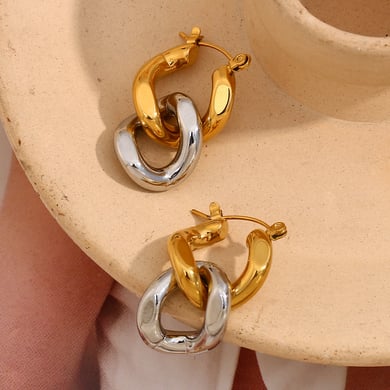 1 Pair Simple Series Elegant Twist Stainless Steel   Gold Color  Women's Drop Earrings h5 Picture4