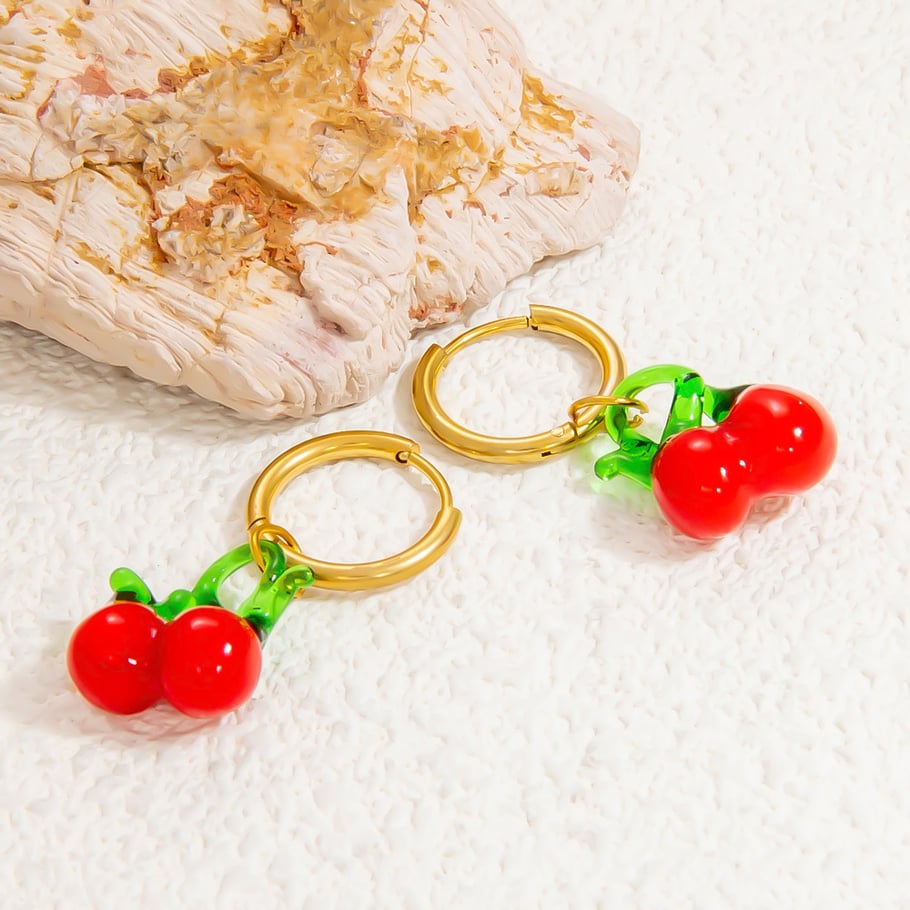 1 par de pendientes colgantes de acero inoxidable con diseño de planta de vacaciones románticas para mujer, de cristal  Imagen5