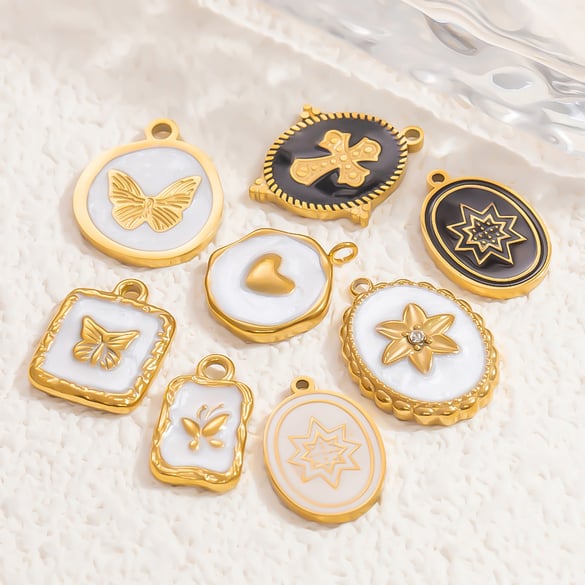 Pendentif pour femme en acier inoxydable couleur or, série classique, style rétro, nœud papillon