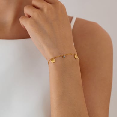 1 Stück Simple Series Einfache geometrische Edelstahl Gold Farbe Damen Charm Armbänder h5 Bild5