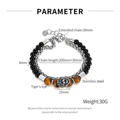 Lion Double-layer Stainless Steel Men's Beaded Bracelets h5 Picture7