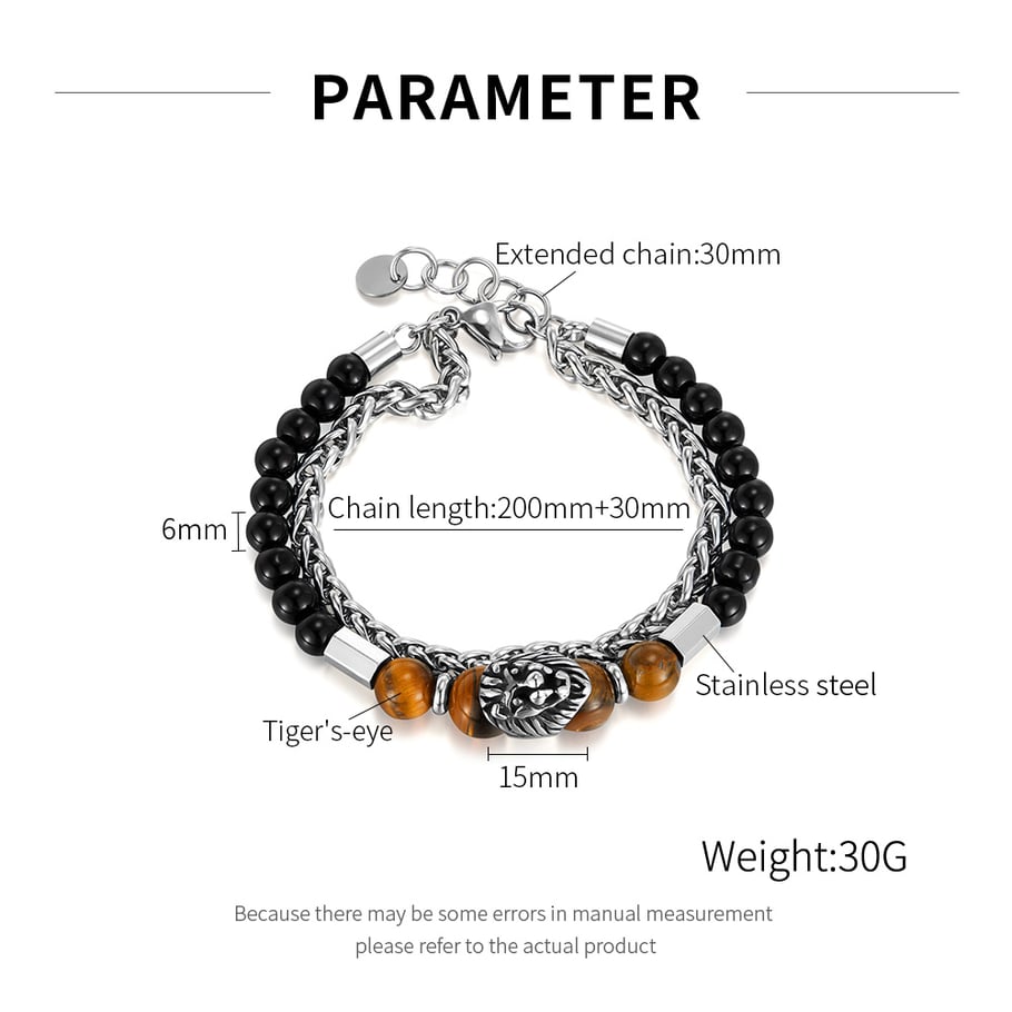 Lion Double-layer Stainless Steel Men's Beaded Bracelets Picture7