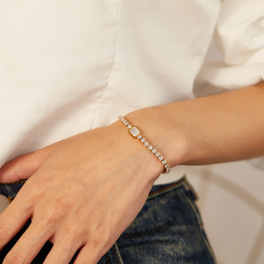 pulsera de cadena de acero inoxidable para mujer, de 1 pieza, con diseño geométrico diario,  Imagen7