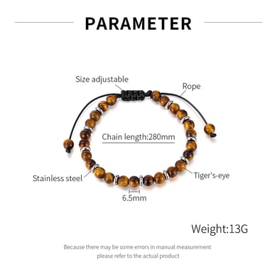 Bracelet de perles pour homme en pierres naturelles subtiles d&#39;œil de tigre, 1 pièce h5 Image8