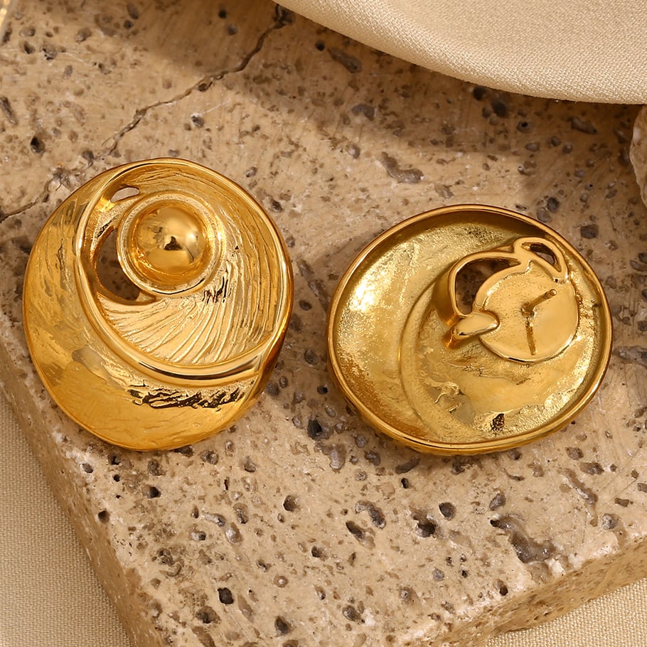 1 Pair Classic Series Retro Geometric Stainless Steel   Gold Color  Women's Stud Earrings Picture5