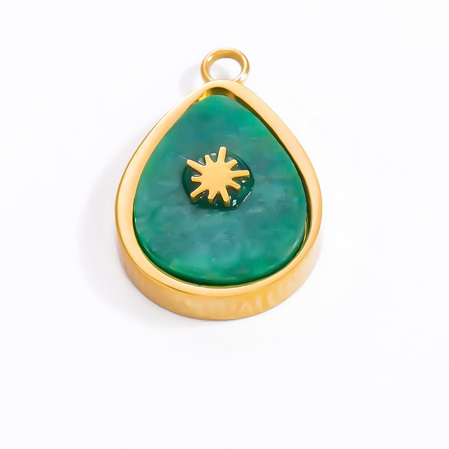 1 Piece Bohemian Series Retro Star Chromatic Natural Stone Stainless Steel Gold Color Women's Pendants h5Picture12