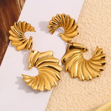 1 Paar Luxuriöse Serie Retro Einfarbig Edelstahl Gold Farbe Damen Tropfen Ohrringe h5 Bild5