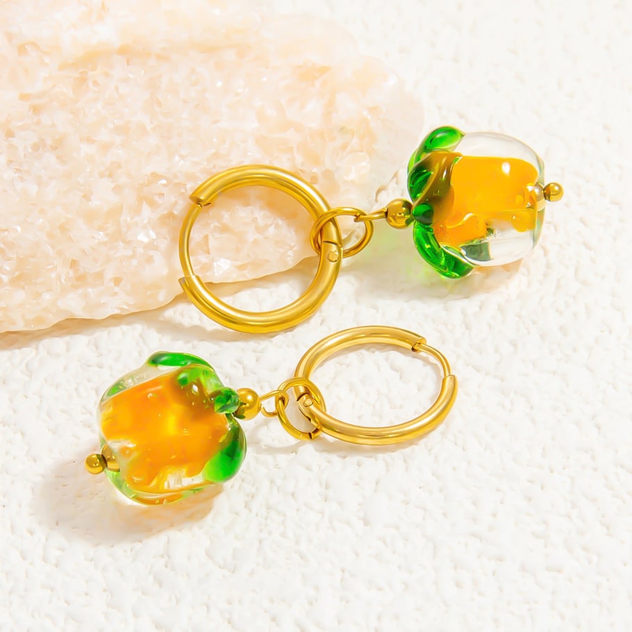 1 par de pendientes colgantes de acero inoxidable con diseño de planta de vacaciones románticas para mujer, de cristal  Imagen8