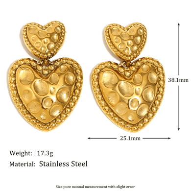 1 Pair Romantic Series Cute Love/Heart Shape Stainless Steel   Gold Color  Women's Stud Earrings h5 Picture8