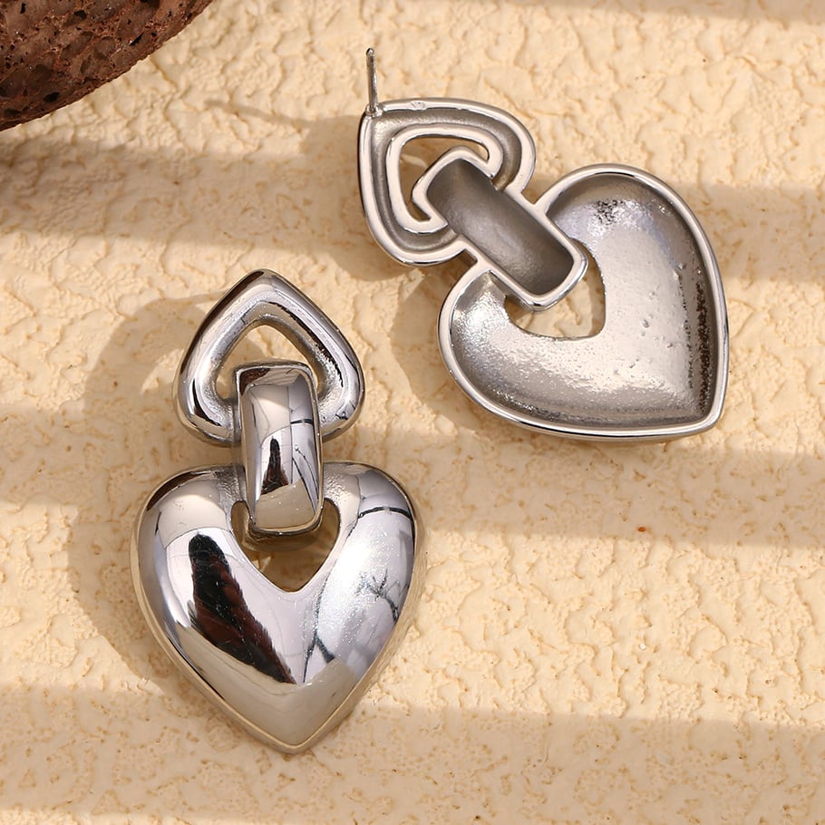 1 Pair Romantic Series Sweet Love/Heart Shape Stainless Steel   Gold Color  Women's Drop Earrings Picture8
