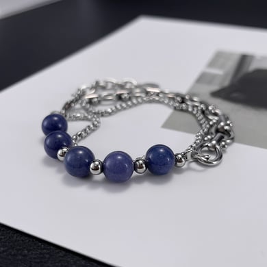 Daily Annular Stainless Steel Aventurine Quartz Men's Chain Bracelets h5 Picture6