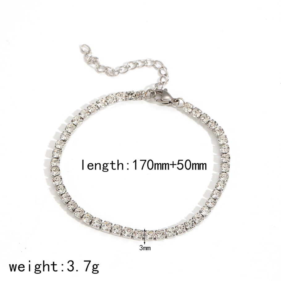 1 Piece Shining Series Exquisite Circle Stainless Steel Gold Color Zircon Women's Chain Bracelets Picture7