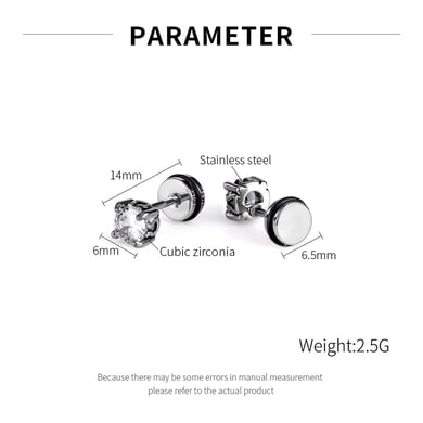 1 Pair Versatile Dazzling Circle Stainless Steel Men's Stud Earrings h5 Picture7