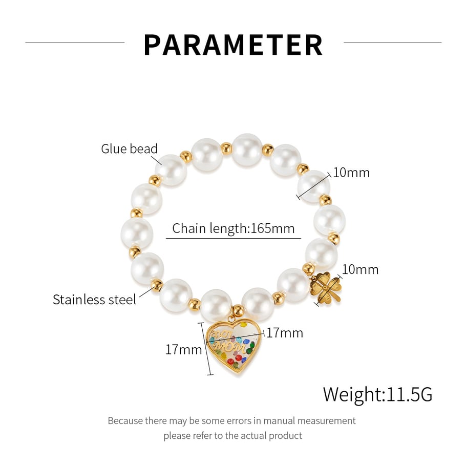1 Stück Simple Series Daily Heart Edelstahl Goldfarben Damen Charm Armbänder Bild8