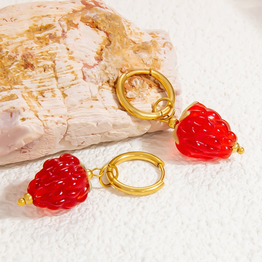 1 par de pendientes colgantes de acero inoxidable con diseño de planta de vacaciones románticas para mujer, de cristal  Imagen7