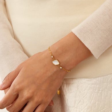 Pulsera de cadena de acero inoxidable para mujer, serie simple, geométrica, color dorado, 1 unidad h5 Imagen8