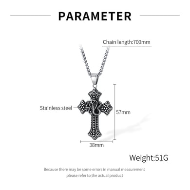 1 Piece Exquisite Cross Cobra Stainless Steel Men's Pendant Necklaces h5 Picture7