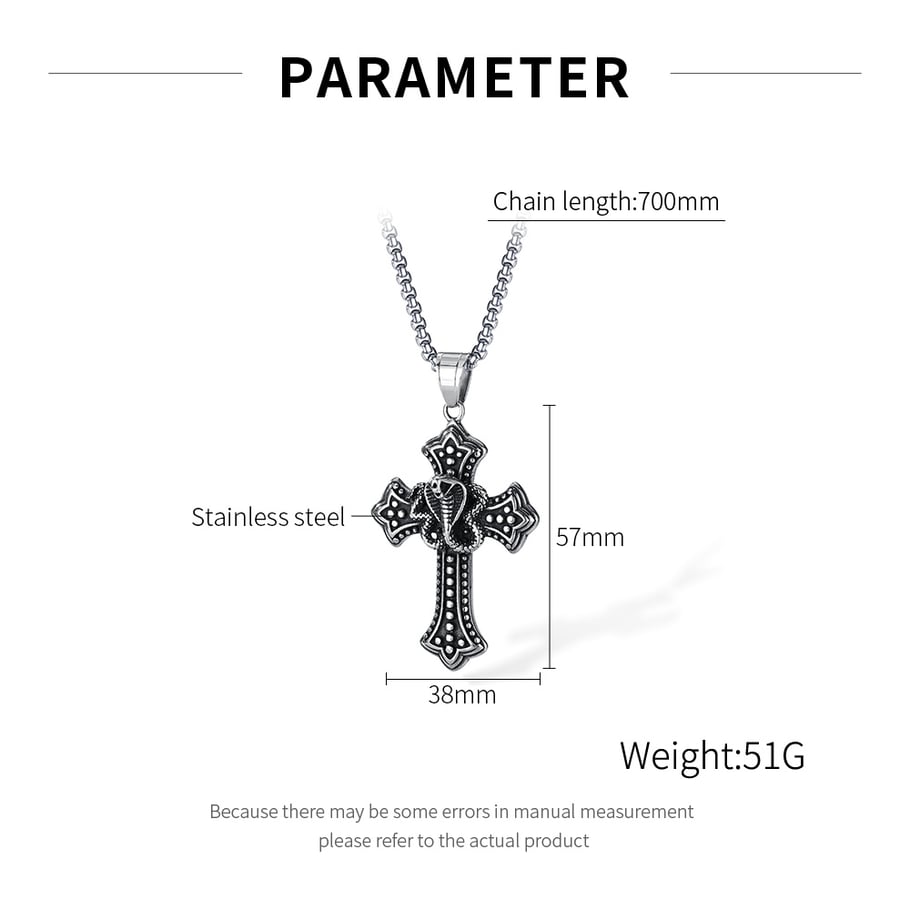 1 Piece Exquisite Cross Cobra Stainless Steel Men's Pendant Necklaces Picture7