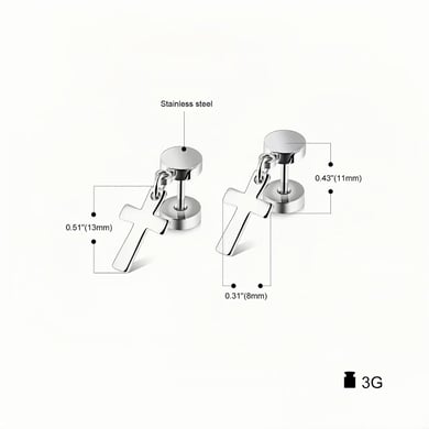 All-match Cross Stainless Steel Men's Stud Earrings h5 Picture5